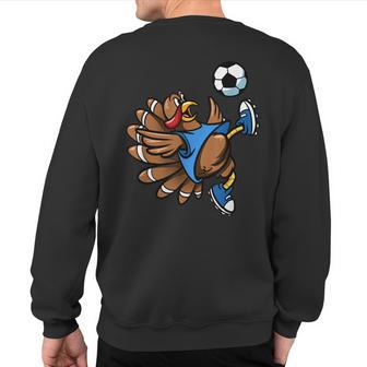 Bicycle Kick Turkey Boys Thanksgiving Soccer Sweatshirt Back Print - Thegiftio UK