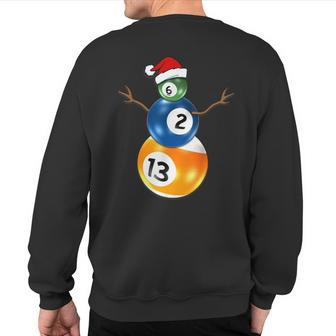 Billiards Christmas Snowman With Pool Table Balls Sweatshirt Back Print - Monsterry DE