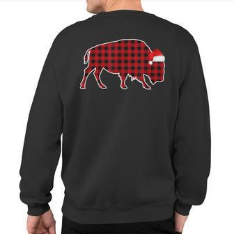 Bison Red Plaid Buffalo Christmas Pajamas Family Sweatshirt Back Print - Thegiftio UK
