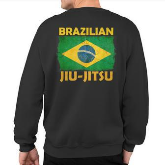Bjj Brazilian Jiu Jitsu Distressed Flag Novelty Sweatshirt Back Print | Mazezy AU