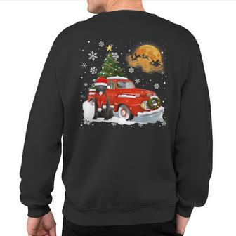 Black Akita Snow Red Truck Pick Up Christmas Tree Sweatshirt Back Print | Mazezy