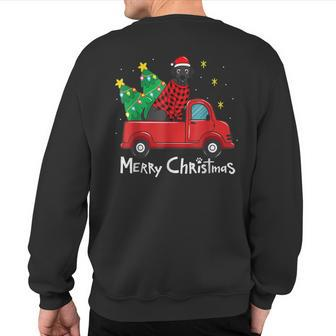 Black Labrador Christmas Truck Tree Red Plaid Dog Lab Xmas Sweatshirt Back Print | Mazezy