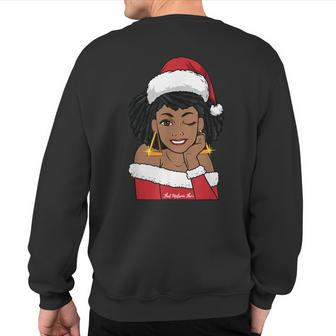 Black Mrs Claus W Afro Winking African American Christmas Sweatshirt Back Print - Monsterry DE