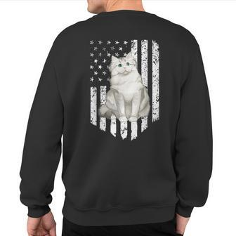 Black White American Flag Ragamuffin 4Th Of July Cat Sweatshirt Back Print | Mazezy