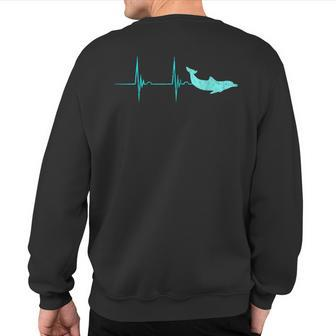 Bottlenose Dolphin Heartbeat Mammals Ekg Pulse Ocean Sweatshirt Back Print | Mazezy