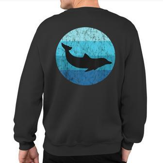 Bottlenose Dolphin Retro Vintage Ocean Water Mammals Animal Sweatshirt Back Print | Mazezy