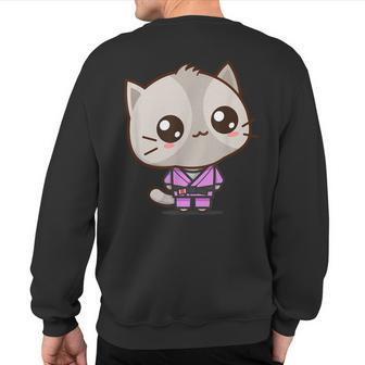 Brazilian Jiu Jitsu Black Belt Combat Sport Cute Kawaii Cat Sweatshirt Back Print | Mazezy DE