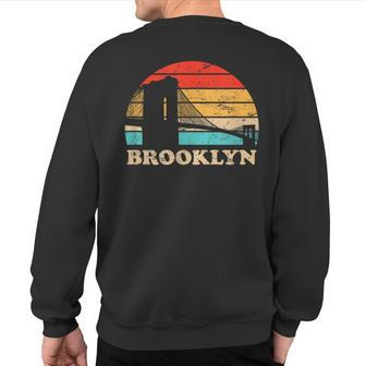 Brooklyn Bridge Vintage Retro Distressed Sweatshirt Back Print | Mazezy