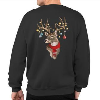 Buck Deer Antlers Christmas Lights Scarf Xmas Party Sweatshirt Back Print - Seseable