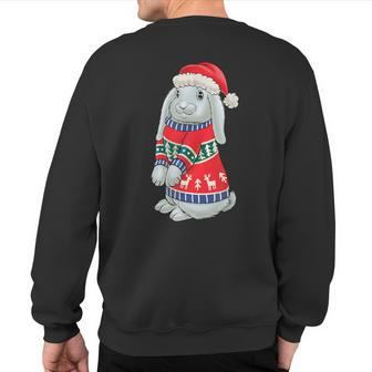 Bunny With Christmas Sweater Xmas Rabbit Christmas Sweatshirt Back Print - Thegiftio UK