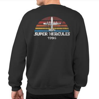 C-130J Super Hercules Vintage Sunset Cargo Airplane Sweatshirt Back Print | Mazezy