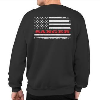 California American Flag Sanger Usa Patriotic Souvenir Sweatshirt Back Print | Mazezy