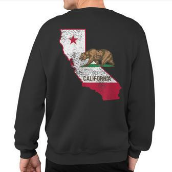 California State Flag And Outline Distressed Sweatshirt Back Print | Mazezy