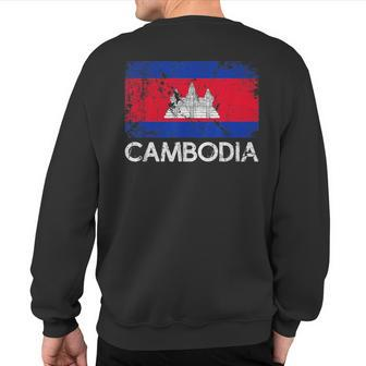 Cambodian Flag Vintage Made In Cambodia Sweatshirt Back Print | Mazezy