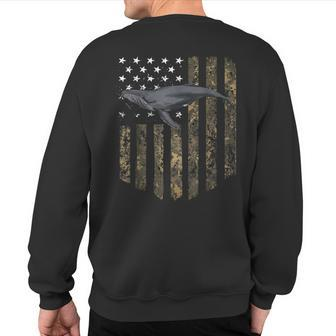 Camo American Flag Gray Whale 4Th Of July Sweatshirt Back Print | Mazezy
