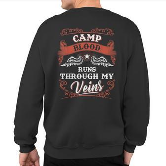 Camp Blood Runs Through My Veins Family Christmas Sweatshirt Back Print - Seseable