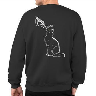 Cat Black Lover Skeleton Hand Boop Halloween Sweatshirt Back Print | Mazezy