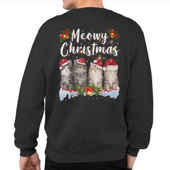 Cat Meowy Family Matching Christmas Pajamas Santa Cats Xmas Sweatshirt Back Print - Seseable