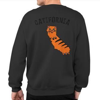 Catifornia California Map Silhouette Cute Cat Kitty Sweatshirt Back Print | Mazezy