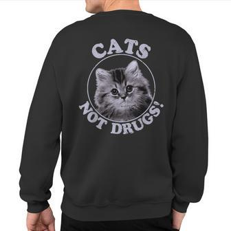 Cats Not Drugs Munchkin British Longhair Sweatshirt Back Print | Mazezy