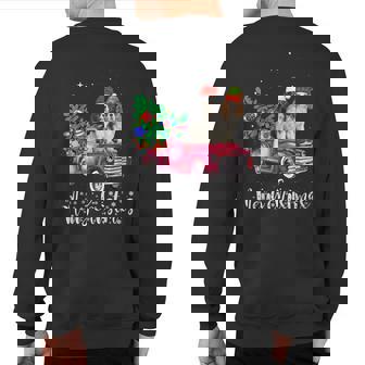 Cavalier King Charles Spaniel Christmas Ride Red Truck Sweatshirt Back Print | Mazezy