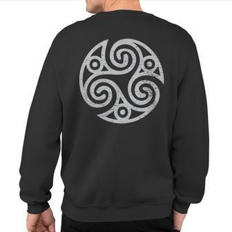 Celtic Triple Spiral Of Life Triskelion Triskele Sweatshirt Back Print | Mazezy