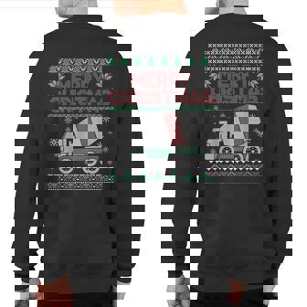 Cement Truck Merry Christmas Ugly Christmas Sweater Sweatshirt Back Print | Mazezy