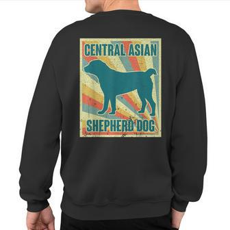 Central Asian Shepherd Dog Vintage Style Silhouette Sweatshirt Back Print | Mazezy