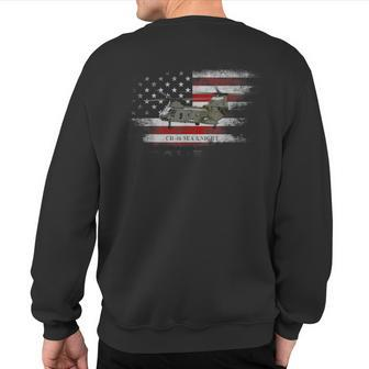 Ch-46 Sea Knight Helicopter Usa Flag Helicopter Pilot Sweatshirt Back Print | Mazezy
