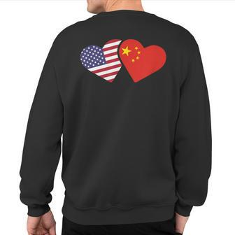 China Usa Flag T Heart Chinese American Love Sweatshirt Back Print | Mazezy
