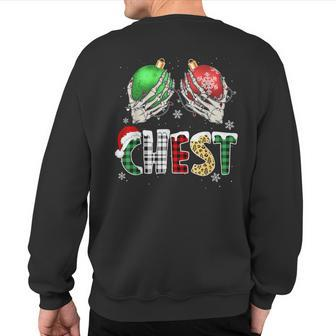 Christmas Chest Nuts Chestnuts Xmas Couple Matching Costume Sweatshirt Back Print | Mazezy