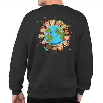 Christmas Earth Children Around The World Save Planet Xmas Sweatshirt Back Print - Thegiftio UK