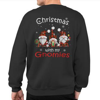 Christmas With My Gnomies Buffalo Red Plaid Gnome For Family Sweatshirt Back Print - Thegiftio UK