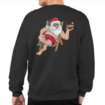 Christmas In July Santa On Beach Independence Day Summer Sweatshirt Back Print - Seseable