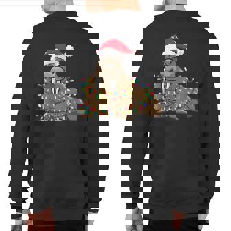 Christmas Lights Walrus Wearing Xmas Hat Walrus Lover Sweatshirt Back Print | Seseable CA