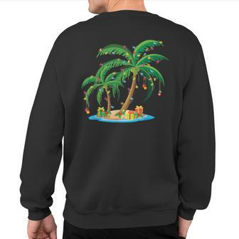 Christmas Palm Tree Tropical Xmas Coconut Lights Pajama Sweatshirt Back Print - Seseable