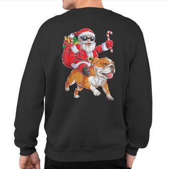 Christmas Santa Claus Riding English Bulldog Xmas Boys Dog Sweatshirt Back Print - Thegiftio UK