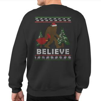Christmas Sasquatch Santa Bigfoot Believe Yeti Xmas Sweatshirt Back Print - Monsterry DE