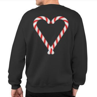 Christmas Sweets Candy Canes Heart Sweatshirt Back Print - Seseable