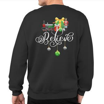 Christmas Train Christmas Believe Polar Express Xmas Santa Sweatshirt Back Print | Mazezy