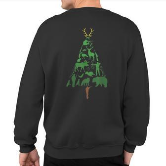 Christmas Tree Hunter Hunting Xmas Sweatshirt Back Print - Monsterry