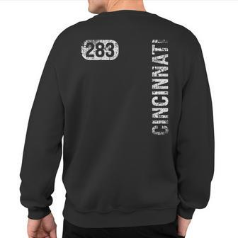 Cincinnati Ohio 283 Area Code Vintage Retro Sweatshirt Back Print | Mazezy