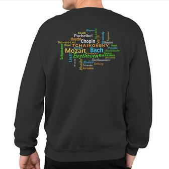 Classical Composers Word Cloud Music Lovers Sweatshirt Back Print | Mazezy UK