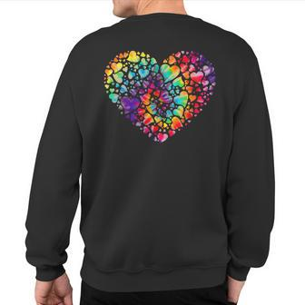 Colorful Tye Dye Die Tie Heart Valentine's Day Sweatshirt Back Print | Mazezy