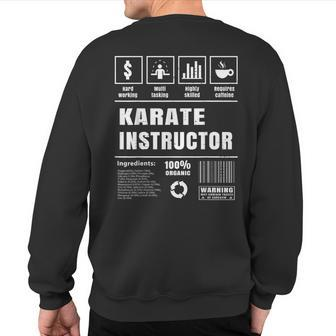 Cool Karate Instructor Coach Martial Arts Lover Sweatshirt Back Print | Mazezy