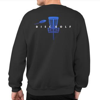 Cool Stylized Disc Golf With Basket And Disc Disk Golf Sweatshirt Back Print - Monsterry AU