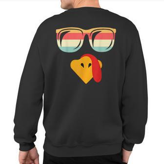 Cool Turkey Face With Sunglasses Thanksgiving For Boys Sweatshirt Back Print | Mazezy