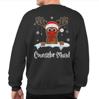 Counselor Squad Xmas Reindeer Santa Hat Christmas Party Sweatshirt Back Print - Monsterry