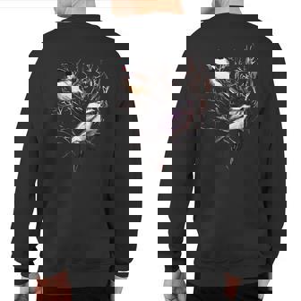 Cute Black Capped Chickadees In Branches Sweatshirt Back Print | Mazezy