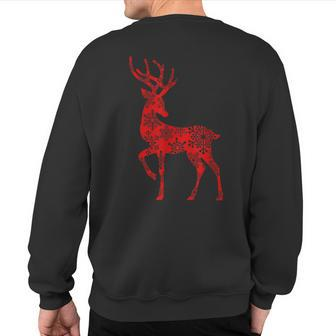 Cute Classy Toddler Snowflake Christmas Red Deer Reindeer Sweatshirt Back Print | Mazezy